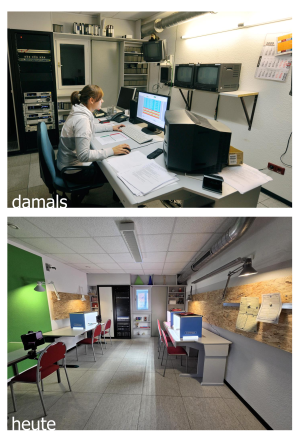 Ein extra Raum mt Tischen für Trickfilmboxen und einer grünen Greenscreenwand